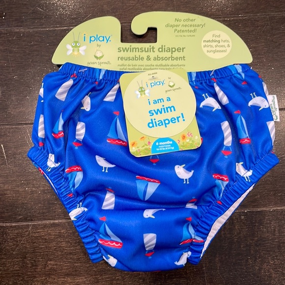 green sprouts Sailboat Print Pull-Up Absorbent Reusable Swim Diaper 0-6 months - Picture 2 of 6